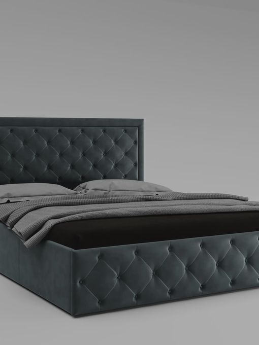 Кровать «Мишель», экокожа, серая